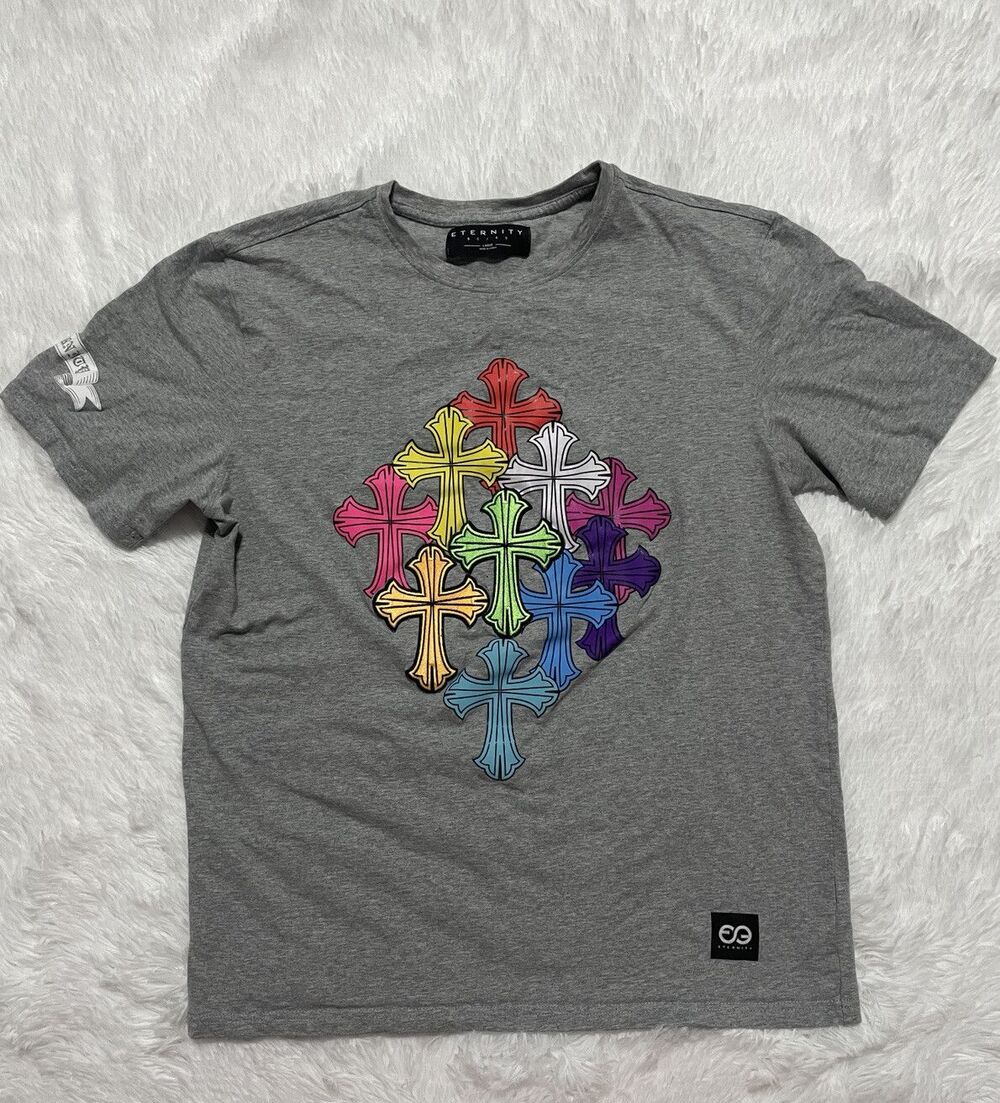 Eternity BC AD Multi-color Crosses Men Gray Graphic T-Shirt Size Large